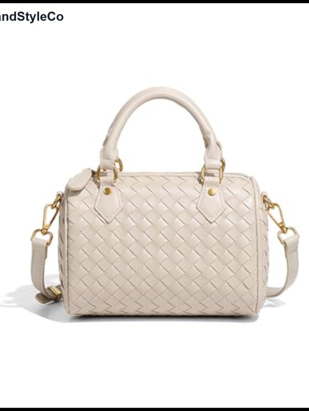 Woven Top Handle Satchel Crossbody Bag Small Barrel Purse